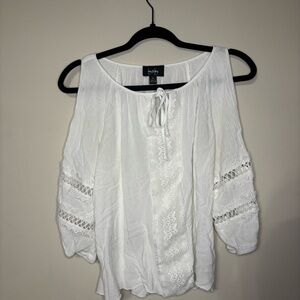 by & by White Lace Accent Blouse